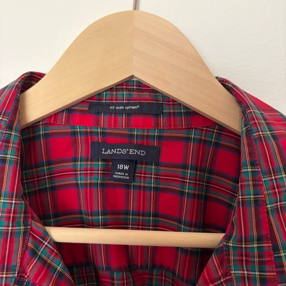 Land’s End Red Plaid Button-Up Shirt - Picture 2 of 3